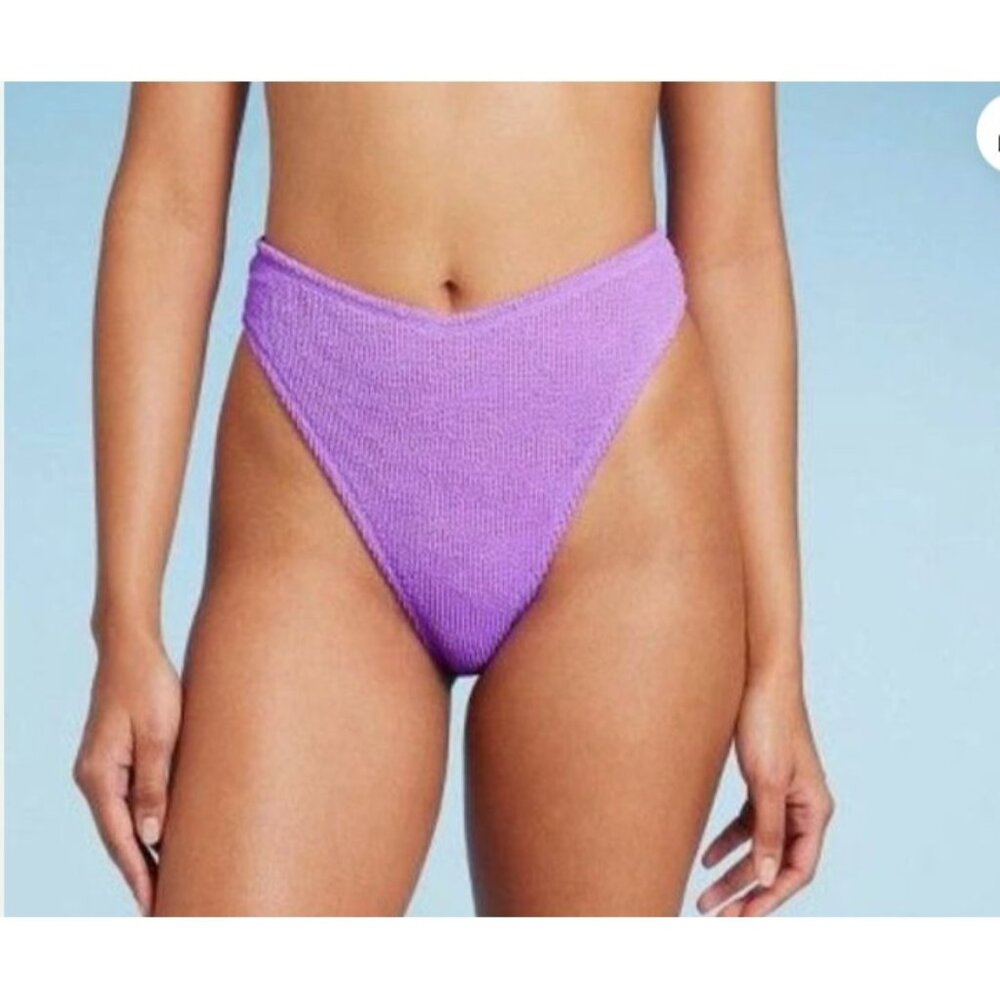 Wild Fable Ultra High Leg Super Cheeky Bikini Bottom Purple XXS New Swimwear